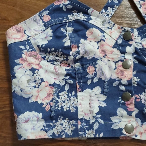 Denim floral crop top - Picture 3 of 3